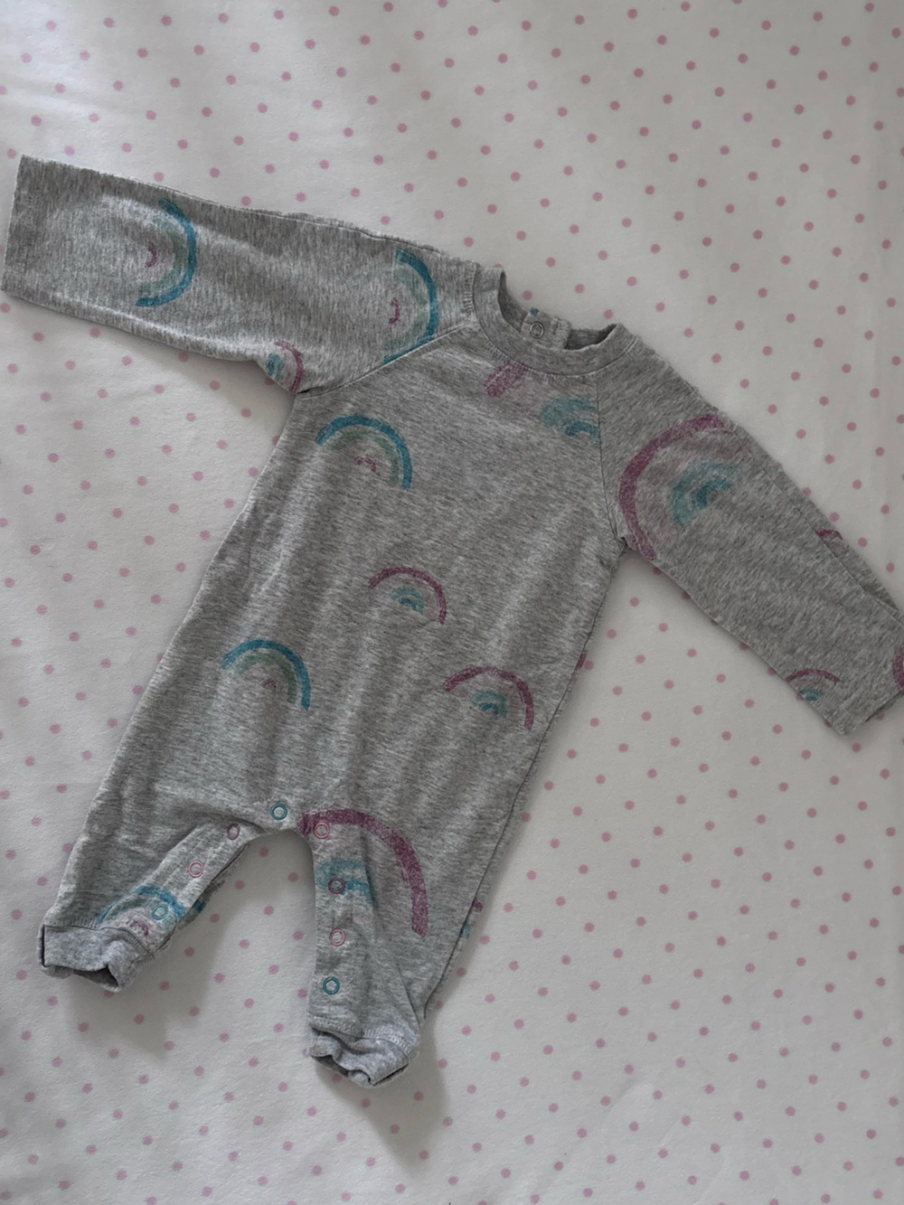 Splendid Gray Baby Onesie with Rainbows